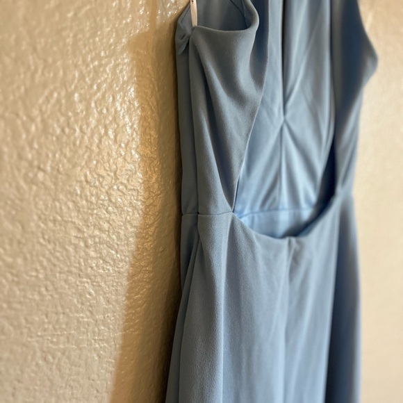 NWOT Striking Elegance Light Blue Bow Backless Halter Maxi Dress - Picture 6 of 8